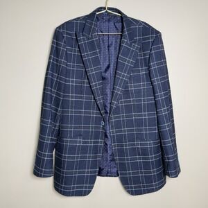 Confidence By Statement Blazer Size 42L 100% Wool Blue